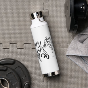 Zebra Monochrome Wildlife Art Personalised Water Bottle