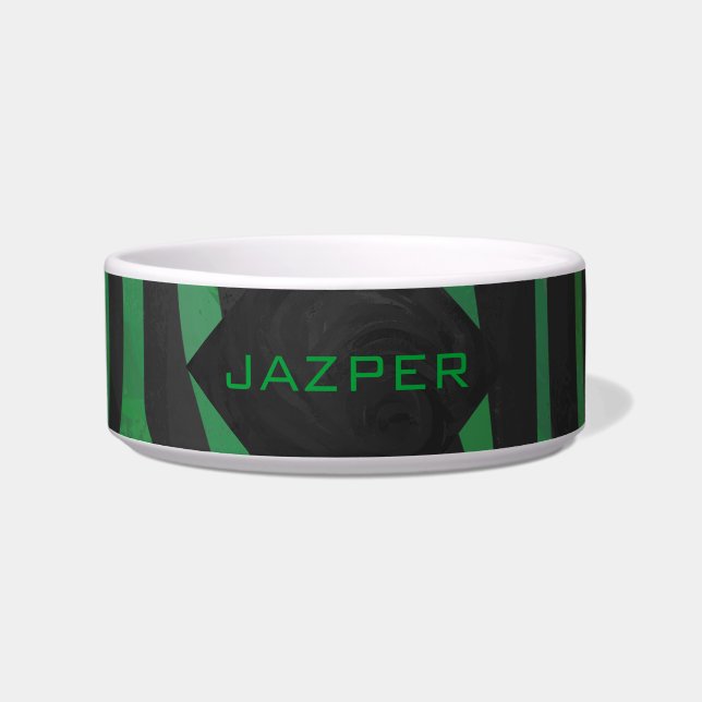Zebra Monogram Black and Green Print Bowl (Front)