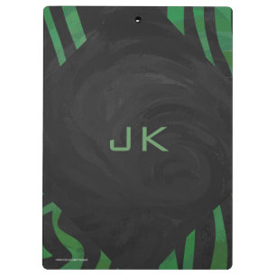 Zebra Monogram Black and Green Print Clipboard
