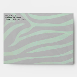 Zebra Monogram Black and Green Print Envelopes