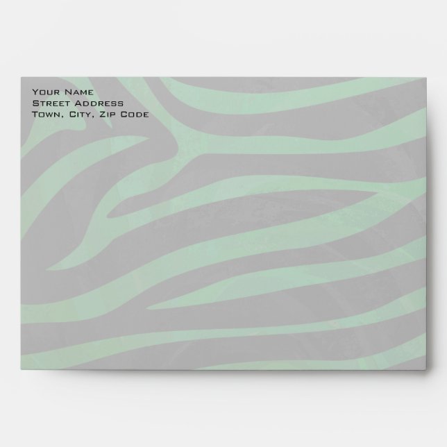Zebra Monogram Black and Green Print Envelopes (Front)
