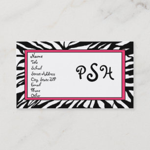 Zebra Monogram Card