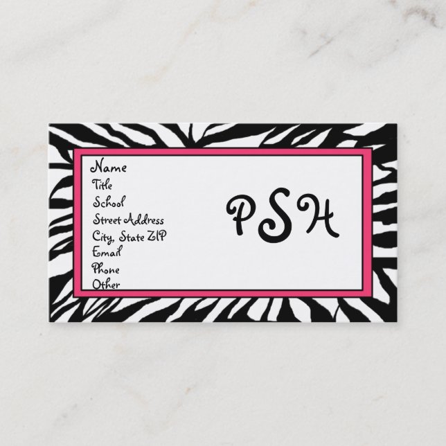 Zebra Monogram Card (Front)