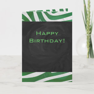 Zebra Monogram Green and White Print Card