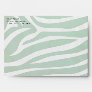 Zebra Monogram Green and White Print Envelope