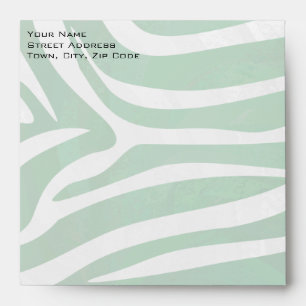 Zebra Monogram Green and White Print Envelopes