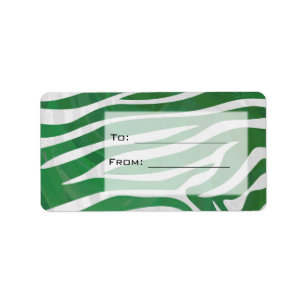 Zebra Monogram Green and White Print Label