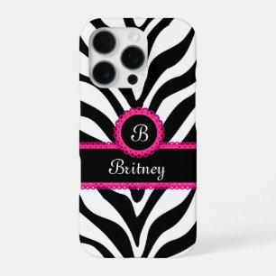 Zebra Monogram Name iPhone 16 Pro Case
