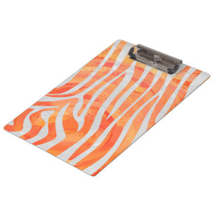 Zebra Monogram Orange and White Clipboard
