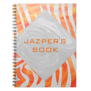Zebra Monogram Orange and White Notebook