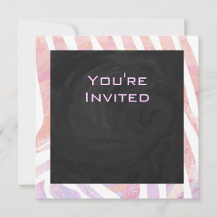 Zebra Monogram Pink and White Invitation