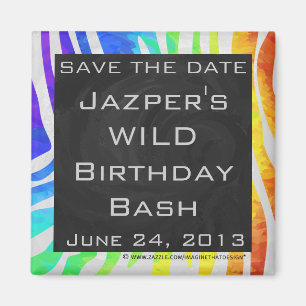 Zebra Monogram Rainbow and White Print Magnet