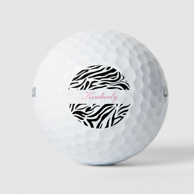 Zebra Monogram Style Golf Balls (Front)