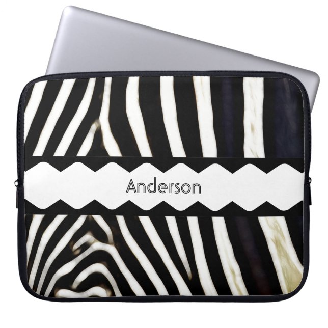 Zebra Monogrammed  Laptop Sleeve (Front)