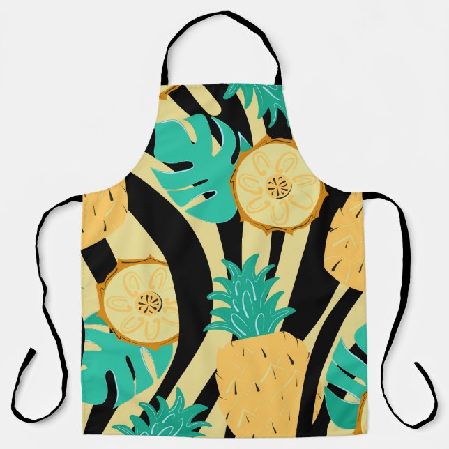Zebra, monstera, pineapple: summer pattern. apron (Front)