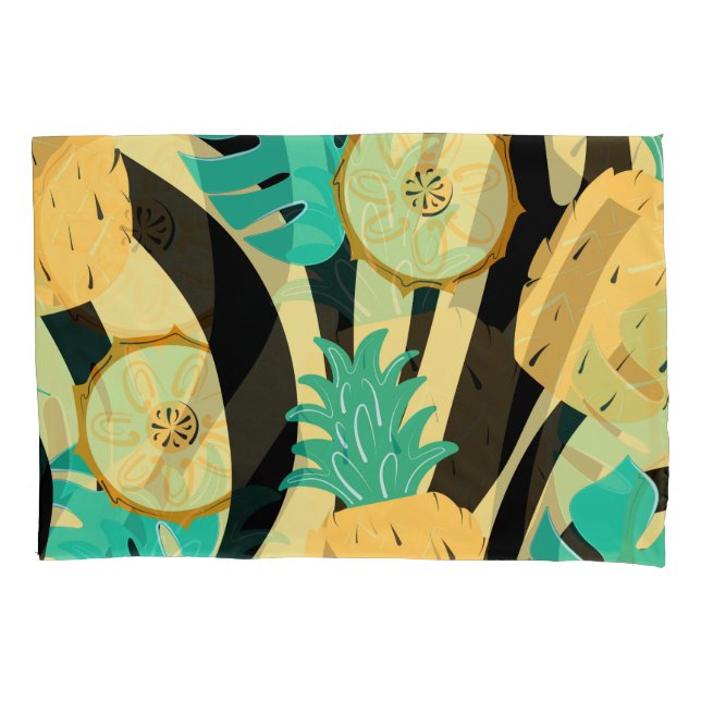 Zebra, monstera, pineapple: summer pattern. pillowcase (Front)
