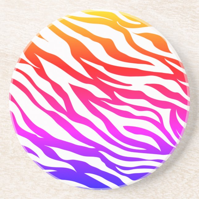Zebra Multicolored Skin Stripes Pattern-15392 Coaster (Front)