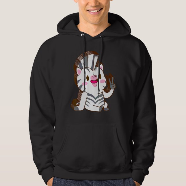 Zebra Multilayer Peace Relaxed Cute Aesthetic Hoodie (Front)