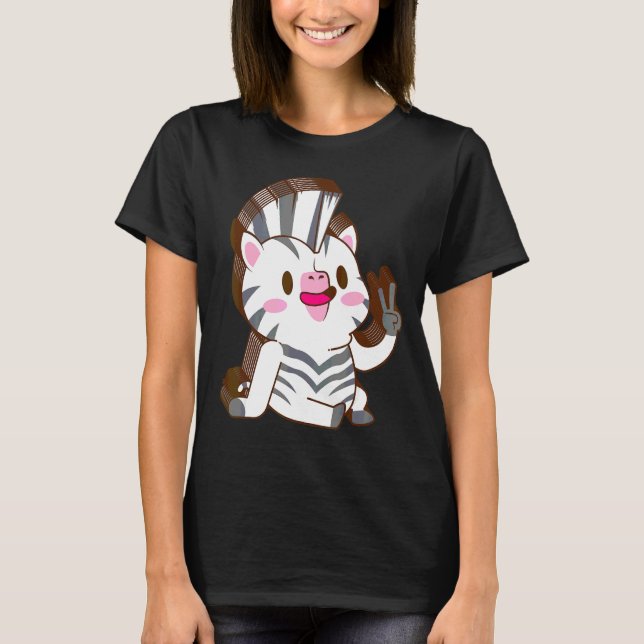 Zebra Multilayer Peace Relaxed Cute Aesthetic T-Shirt (Front)