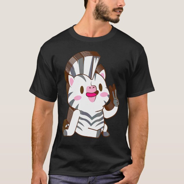 Zebra Multilayer Peace Relaxed Cute Aesthetic T-Shirt (Front)