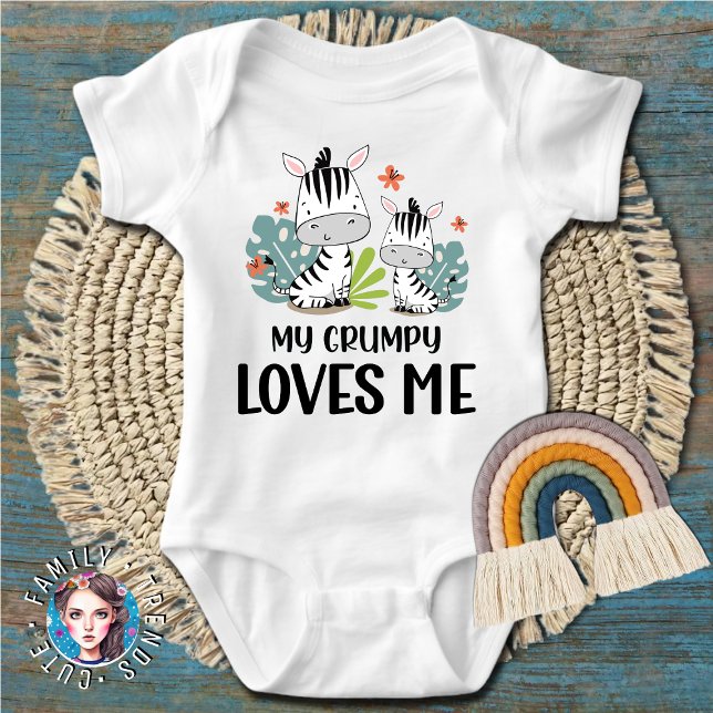 Zebra My Grumpy Loves Me Baby Bodysuit (Creator Uploaded)