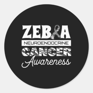 Zebra Neuroendocrine Cancer Awareness Ribbon Carci Classic Round Sticker