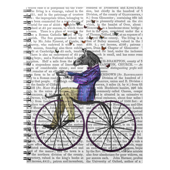 Zebra On Bicycle Spiral Notebook (Front)