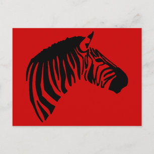 ZEBRA ON RED POSTCARD