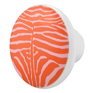 Zebra Orange and Pink Ceramic Knob
