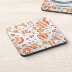 Zebra Orange and White Polka Dot Coaster