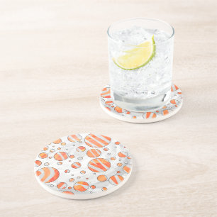 Zebra Orange and White Polka Dot Coaster