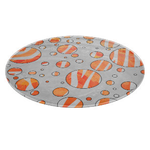 Zebra Orange and White Polka Dot Cutting Board