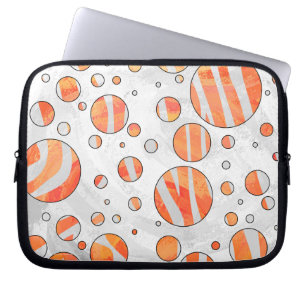 Zebra Orange and White Polka Dot Laptop Sleeve