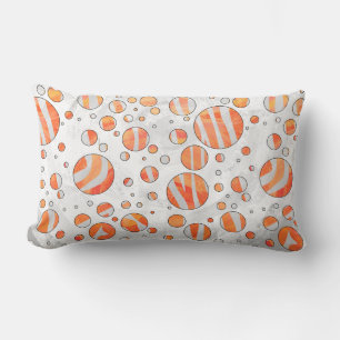 Zebra Orange and White Polka Dot Lumbar Cushion