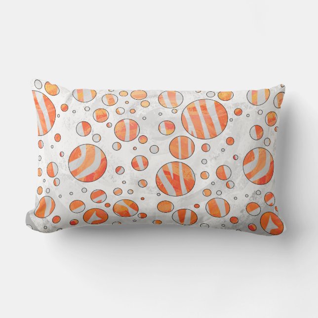 Zebra Orange and White Polka Dot Lumbar Cushion (Front)