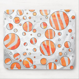 Zebra Orange and White Polka Dot Mouse Pad