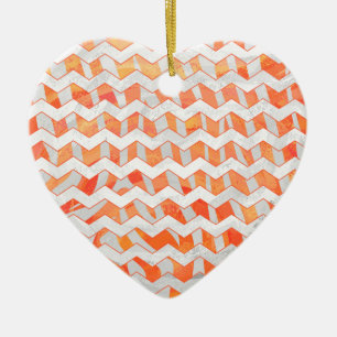 Zebra Orange and White Print Ceramic Tree Decoration