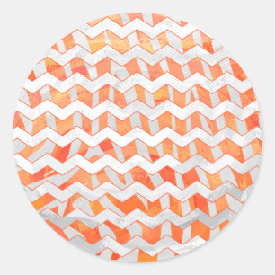 Zebra Orange and White Print Classic Round Sticker