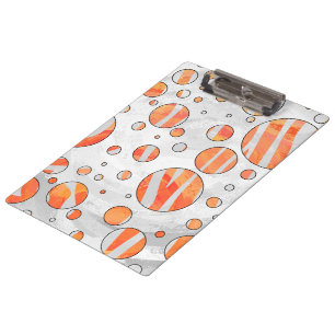 Zebra Orange and White Print Clipboard