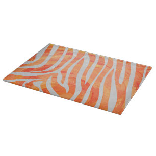 Zebra Orange and White Print Cutting Board