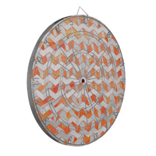 Zebra Orange and White Print Dartboard