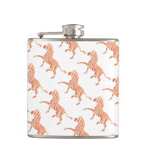 Zebra Orange and White Print Hip Flask