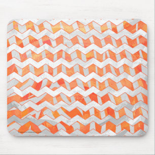 Zebra Orange and White Print Mouse Pad