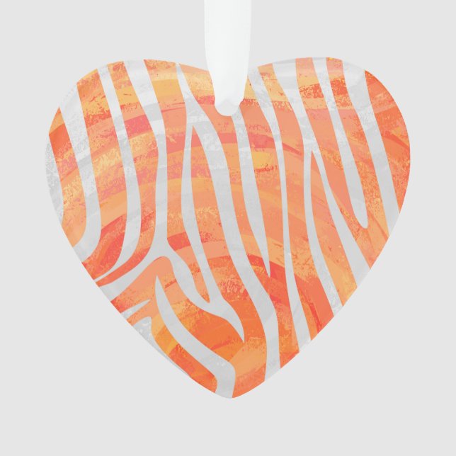 Zebra Orange and White Print Ornament (Front)