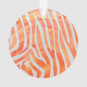 Zebra Orange and White Print Ornament