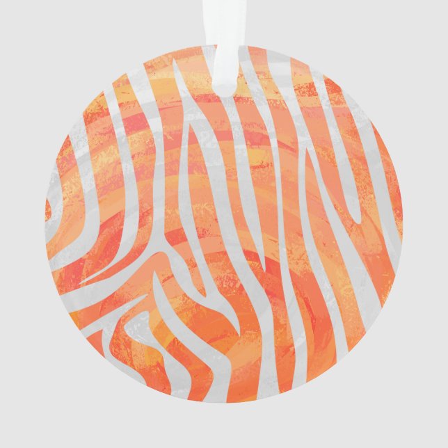 Zebra Orange and White Print Ornament (Back)