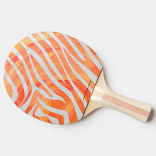 Zebra Orange and White Print Ping Pong Paddle