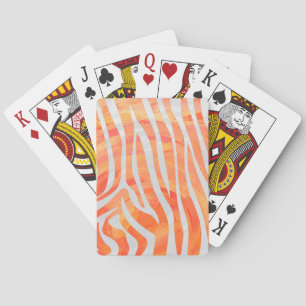 Zebra Orange and White Print Playing Cards