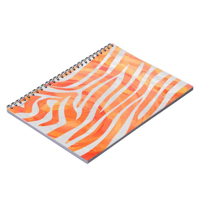 Zebra Orange and White Print Spiral Notebook (Left Side)