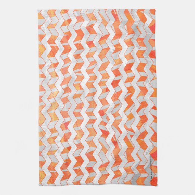 Zebra Orange and White Print Tea Towel (Vertical)
